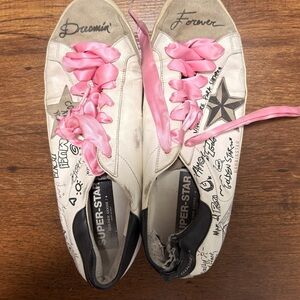 Golden Goose White Sneakers with Pink Laces